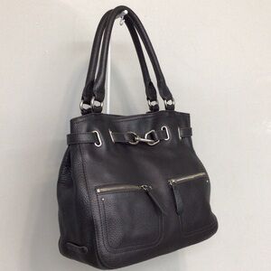 COLE HAAN PEWTER PEBBLE LEATHER SATCHEL WITH DOUBLE STRAPS NEW NEVER USED